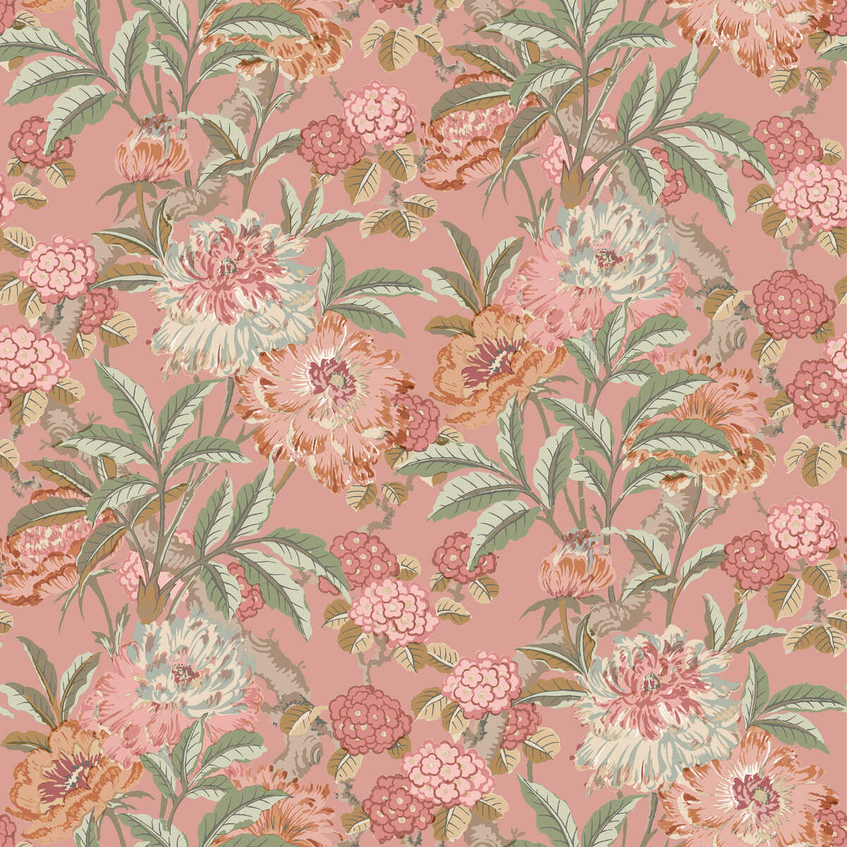 Summer Peony - Red - G P & J BAKER Wallpaper