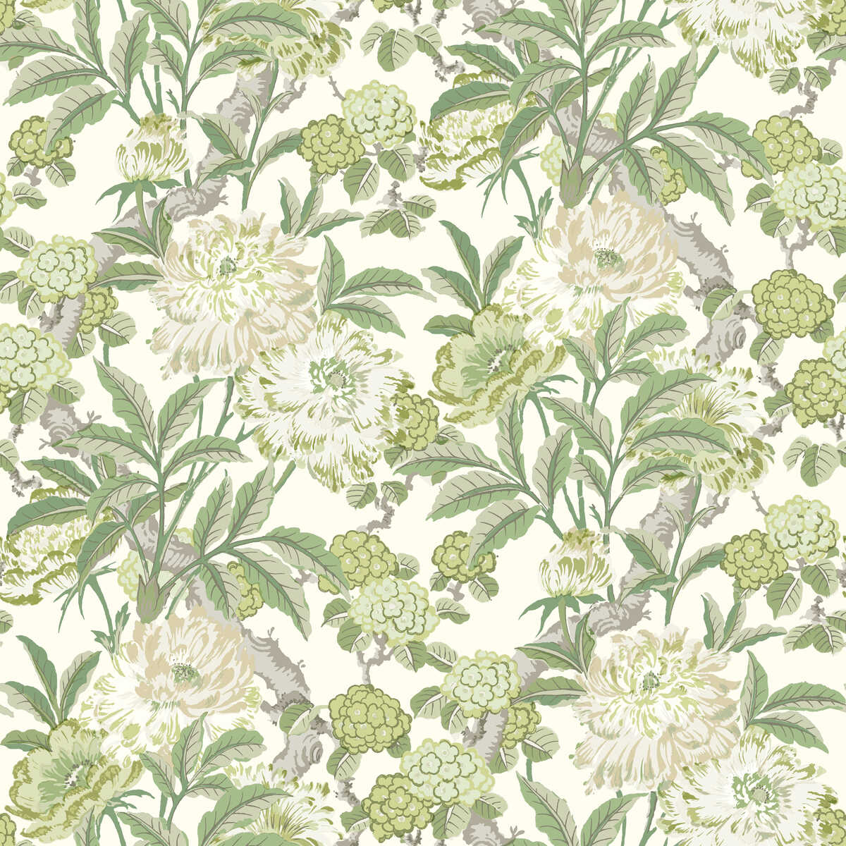 Summer Peony - Green - G P & J BAKER Wallpaper