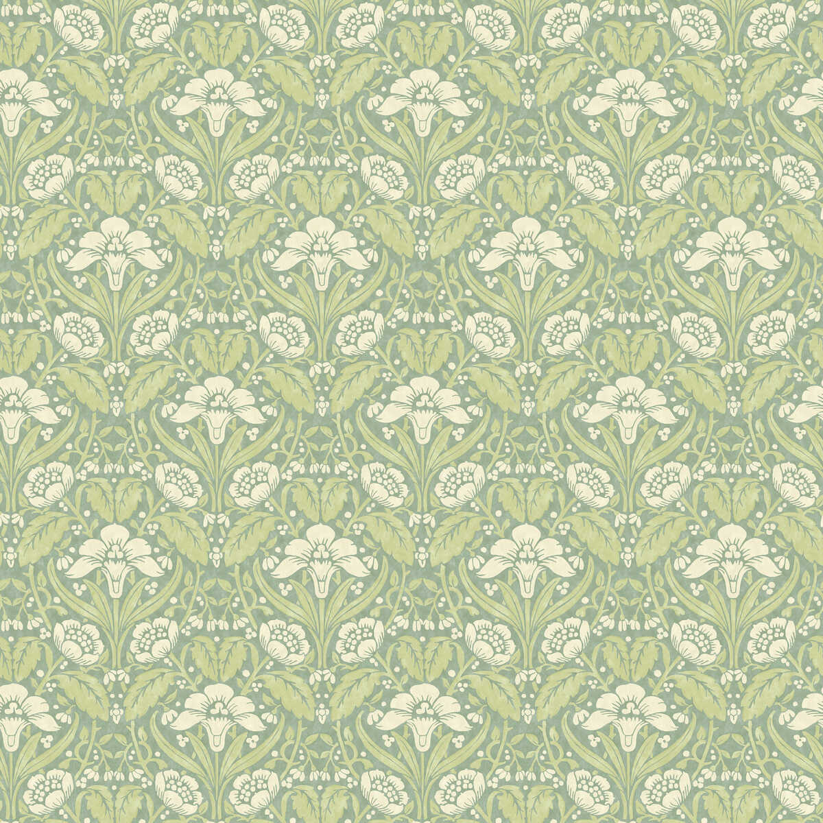 Iris Meadow - Aqua/Green - G P & J BAKER Wallpaper