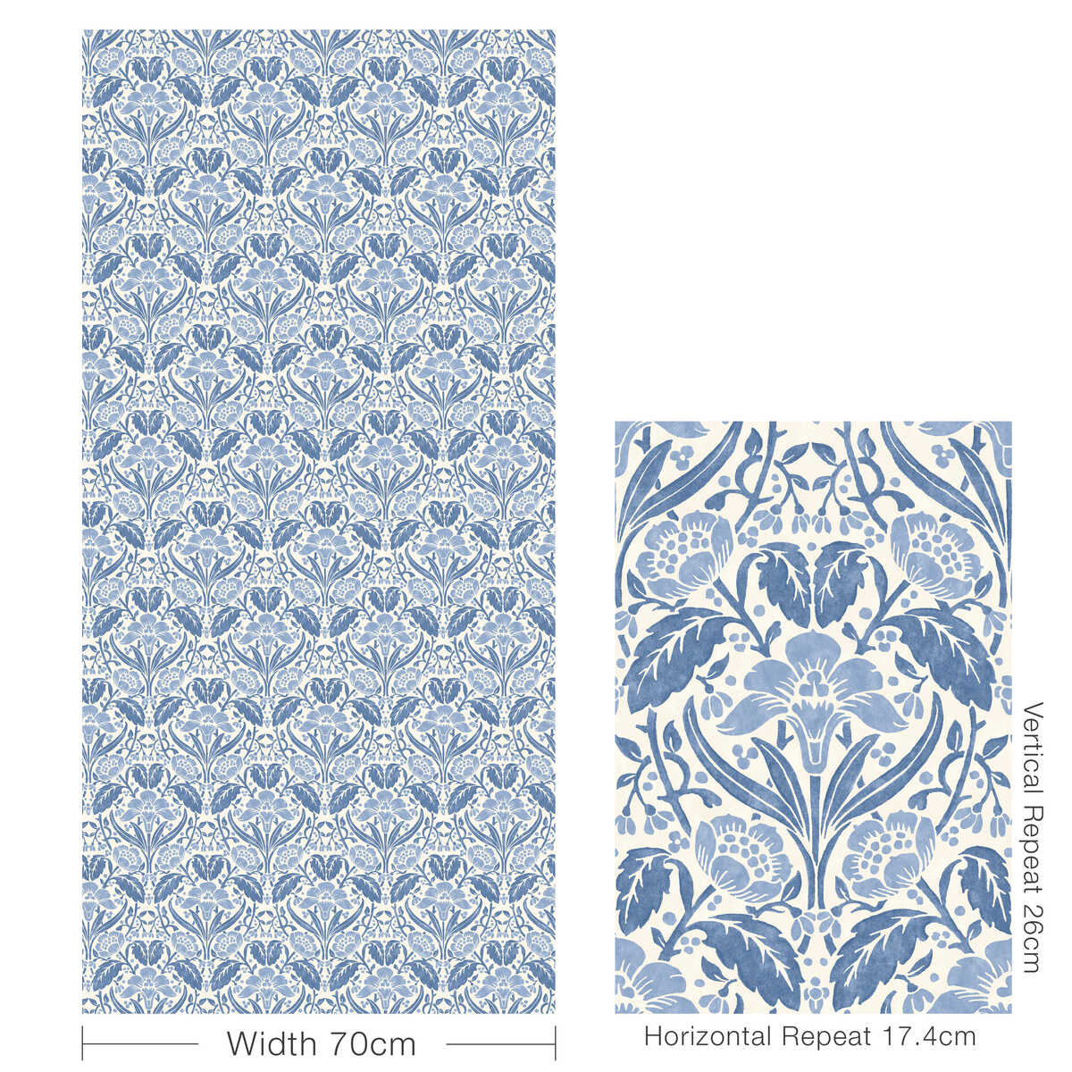 Iris Meadow - Blue - G P & J BAKER Wallpaper