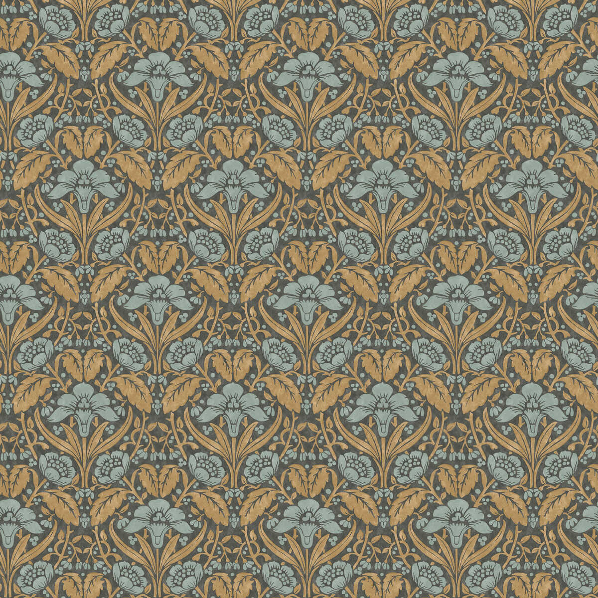 Iris Meadow - Aqua/Ochre - G P & J BAKER Wallpaper