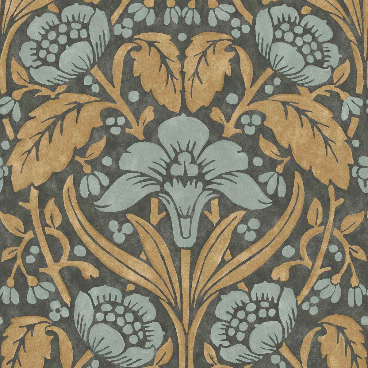 Bw4510160 Iris Meadow Aqua Ochre G P J Baker Wallpaper - G P & J BAKER Wallpaper