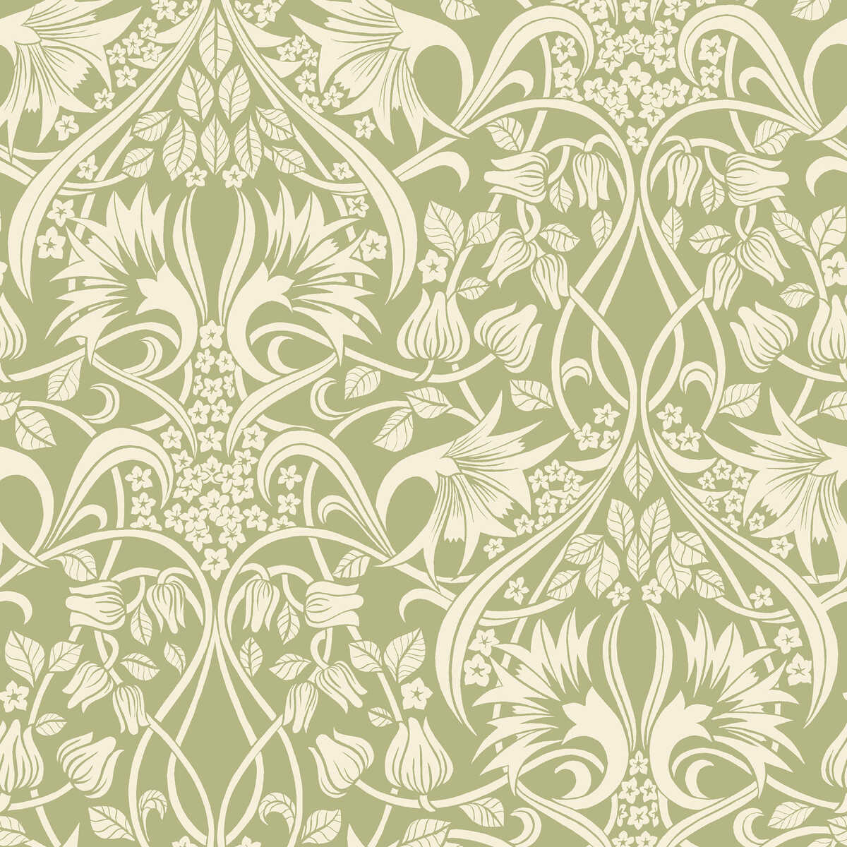 Fritillerie - Green - G P & J BAKER Wallpaper