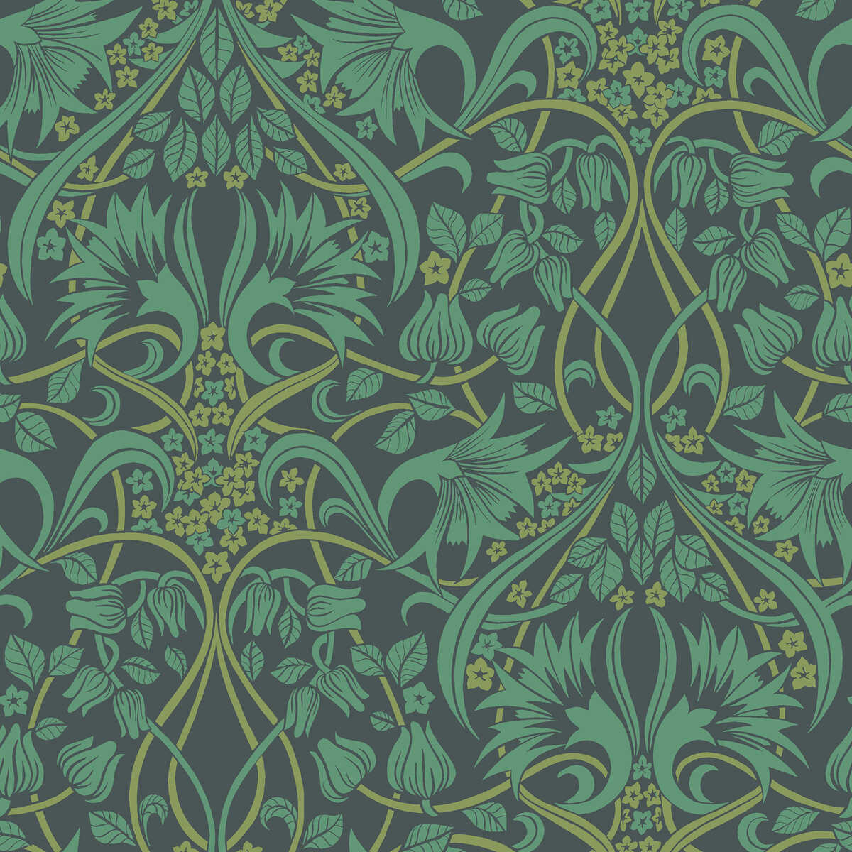 Fritillerie - Indigo/Teal - G P & J BAKER Wallpaper