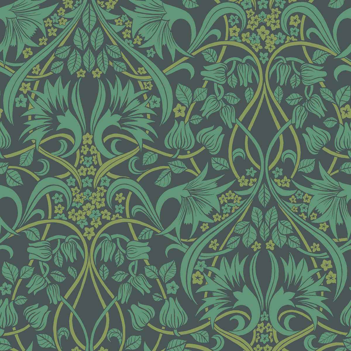Bw4510250 Fritillerie Indigo Teal G P J Baker Wallpaper - G P & J BAKER Wallpaper
