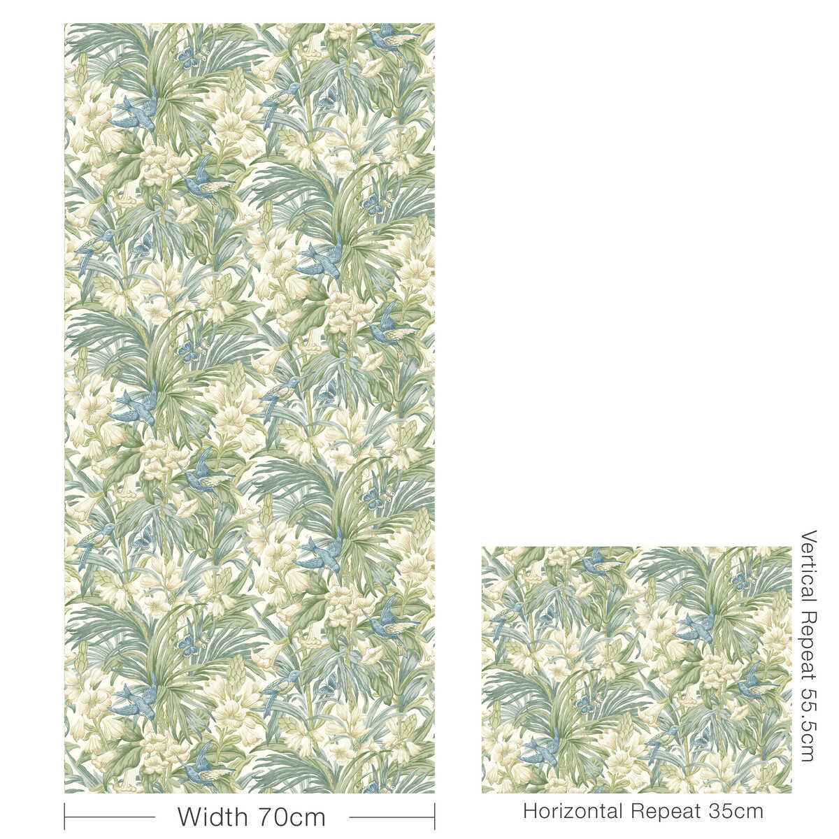 Bw4510320 Trumpet Flowers Blue Green G P J Baker Wallpaper - G P & J BAKER Wallpaper