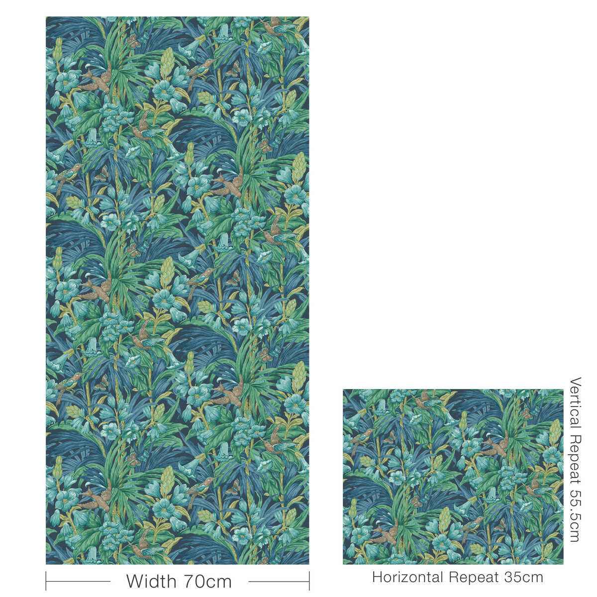 Bw4510350 Trumpet Flowers Indigo Teal G P J Baker Wallpaper - G P & J BAKER Wallpaper