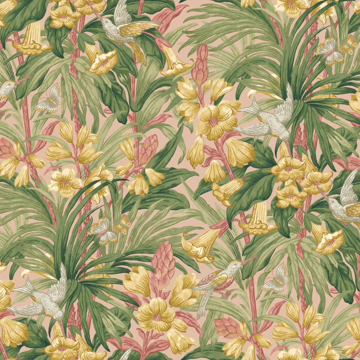Trumpet Flowers - Blush - G P & J BAKER Wallpaper
