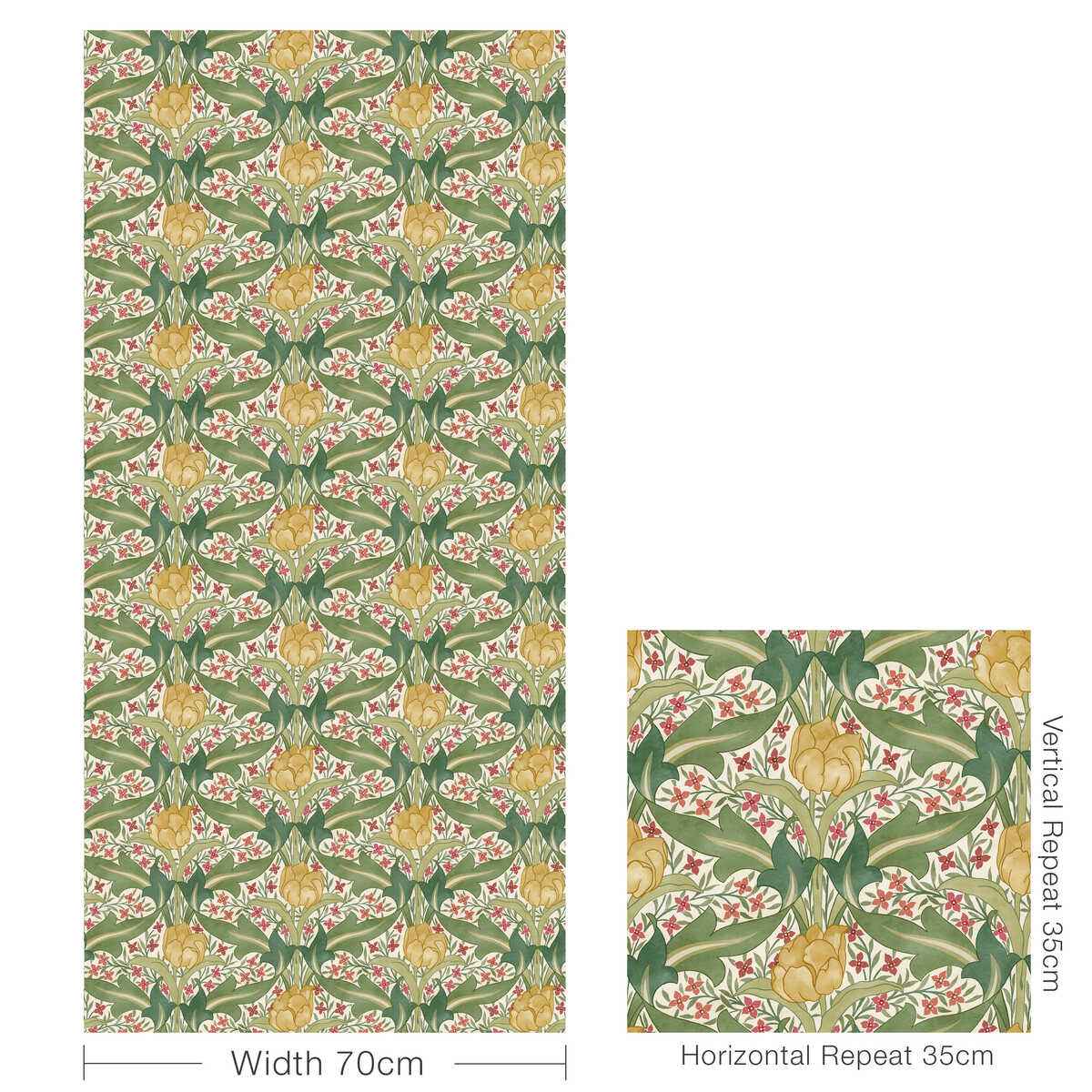 Bw4510410 Tulip Jasmine Red Green G P J Baker Wallpaper - G P & J BAKER Wallpaper