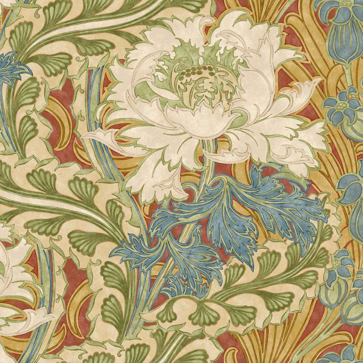 Bw4510510 Brantwood Red Green G P J Baker Wallpaper - G P & J BAKER Wallpaper