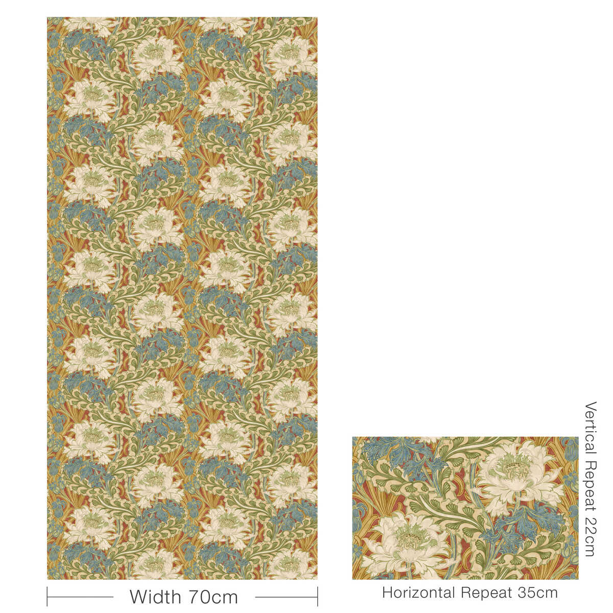 Brantwood - Red/Green - G P & J BAKER Wallpaper