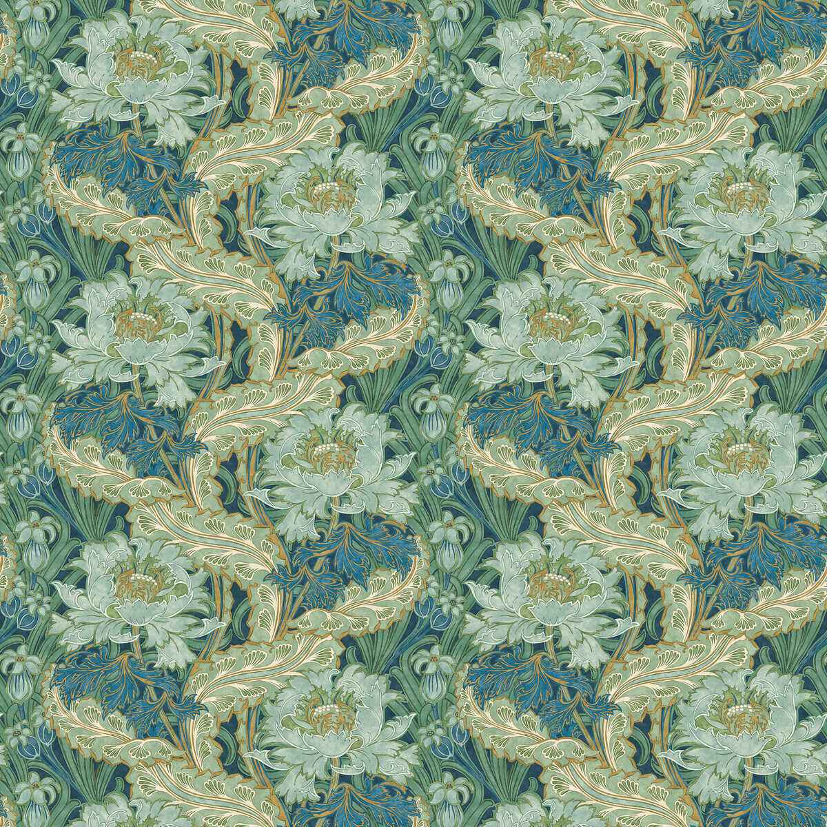 Bw4510520 Brantwood Indigo Teal G P J Baker Wallpaper - G P & J BAKER Wallpaper