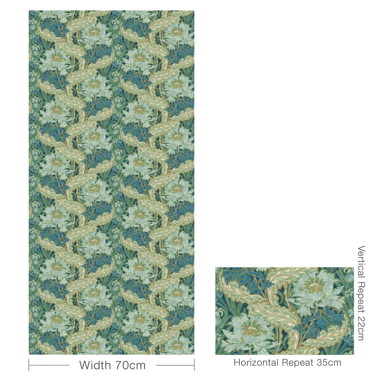Brantwood - Indigo/Teal - G P & J BAKER Wallpaper