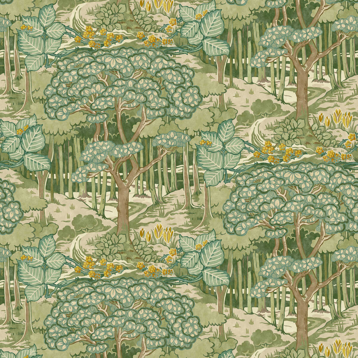 Ruskin - Green - G P & J BAKER Wallpaper