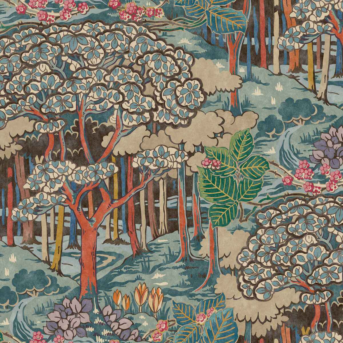 Bw4510640 Ruskin Red Teal G P J Baker Wallpaper - G P & J BAKER Wallpaper