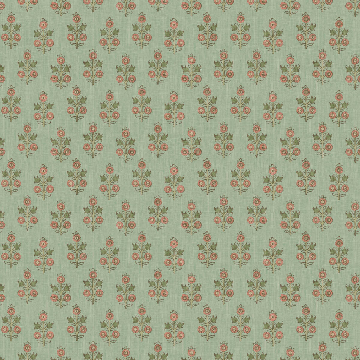 Poppy Sprig - Aqua/Blush - G P & J BAKER Wallpaper