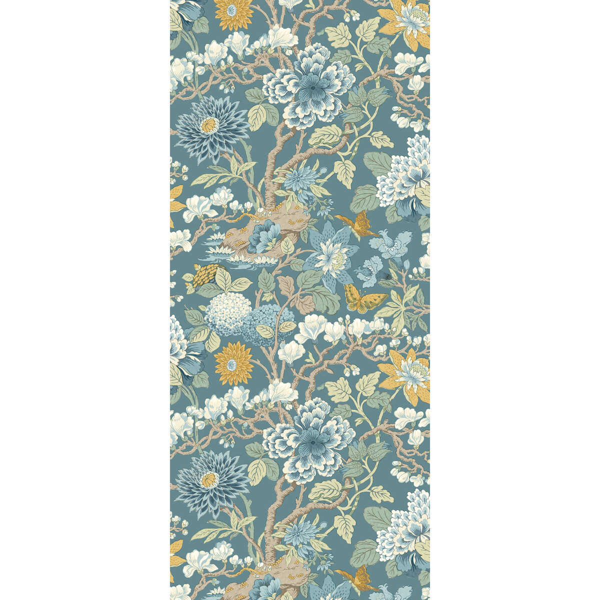 Little Magnolia - Denim/Ochre - G P & J BAKER Wallpaper