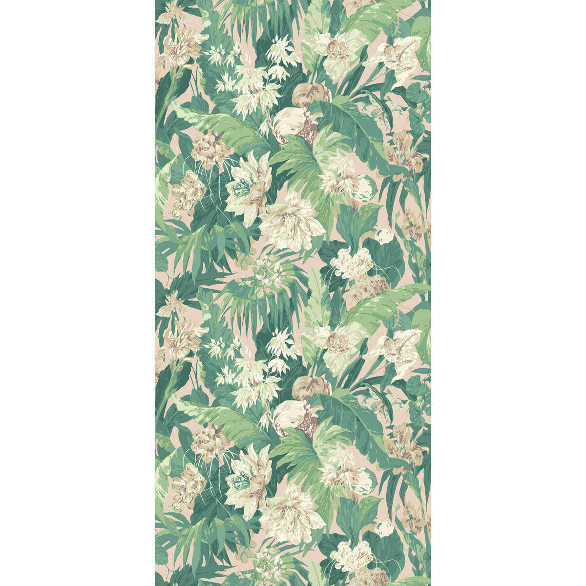 Tropical Floral - Blush/Green - G P & J BAKER Wallpaper