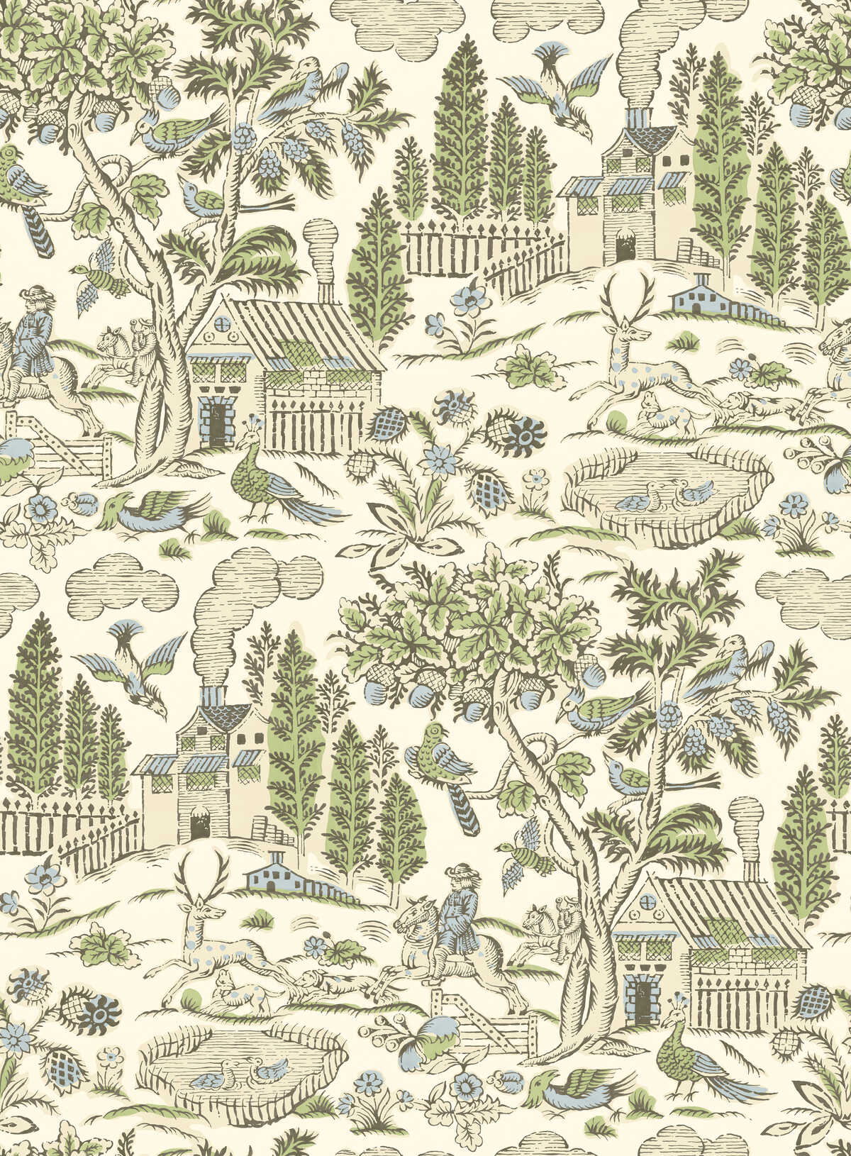 Home Park - Soft Green/Blue - G P & J BAKER Wallpaper