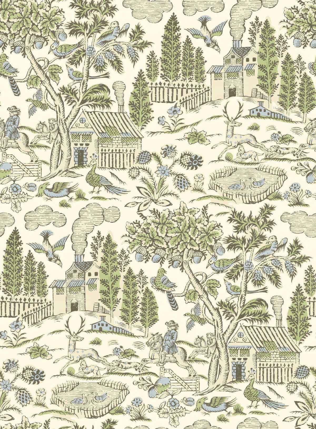 Bw4514350 Home Park Soft Green Blue G P J Baker Wallpaper - G P & J BAKER Wallpaper