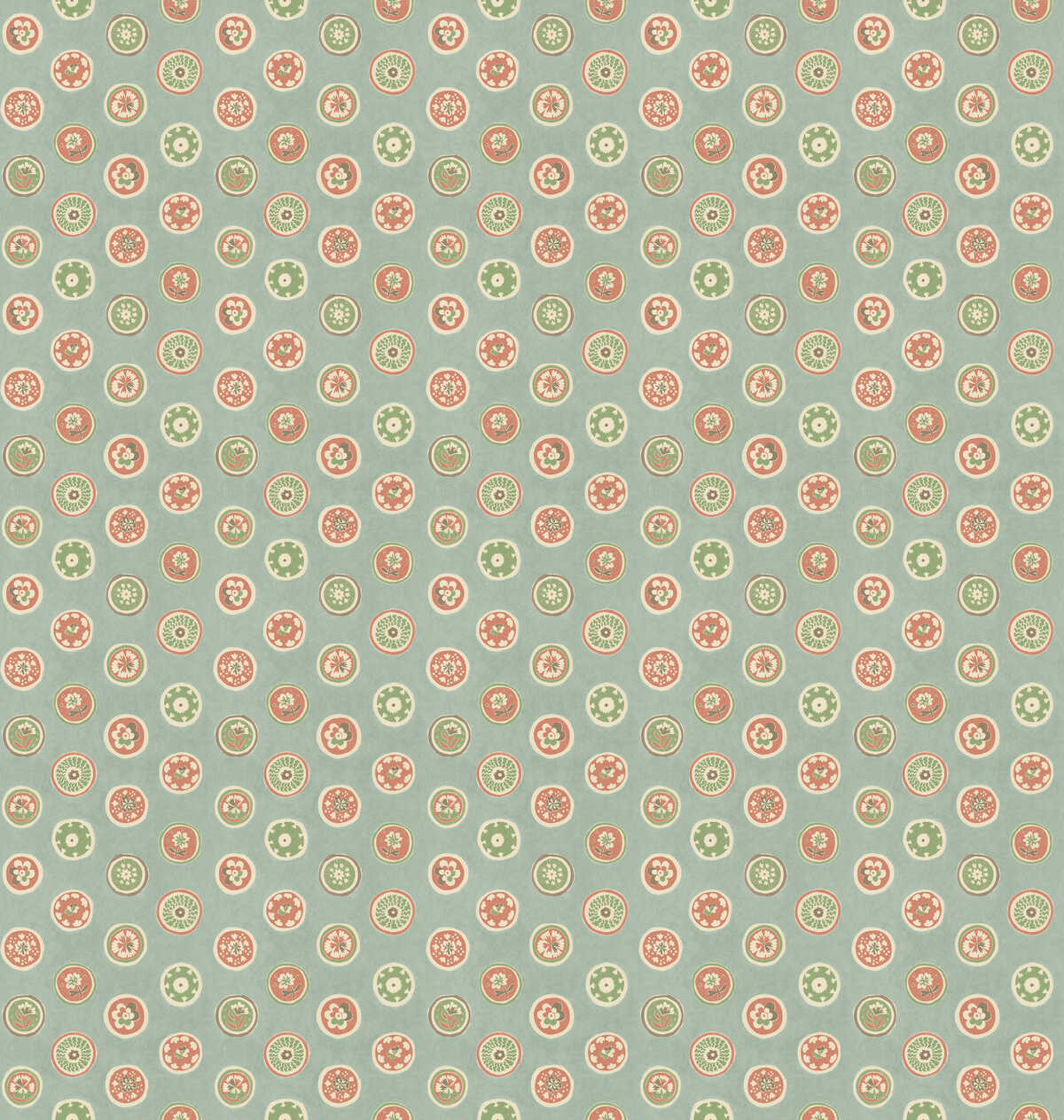 Court Buttons - Aqua/Red - G P & J BAKER Wallpaper
