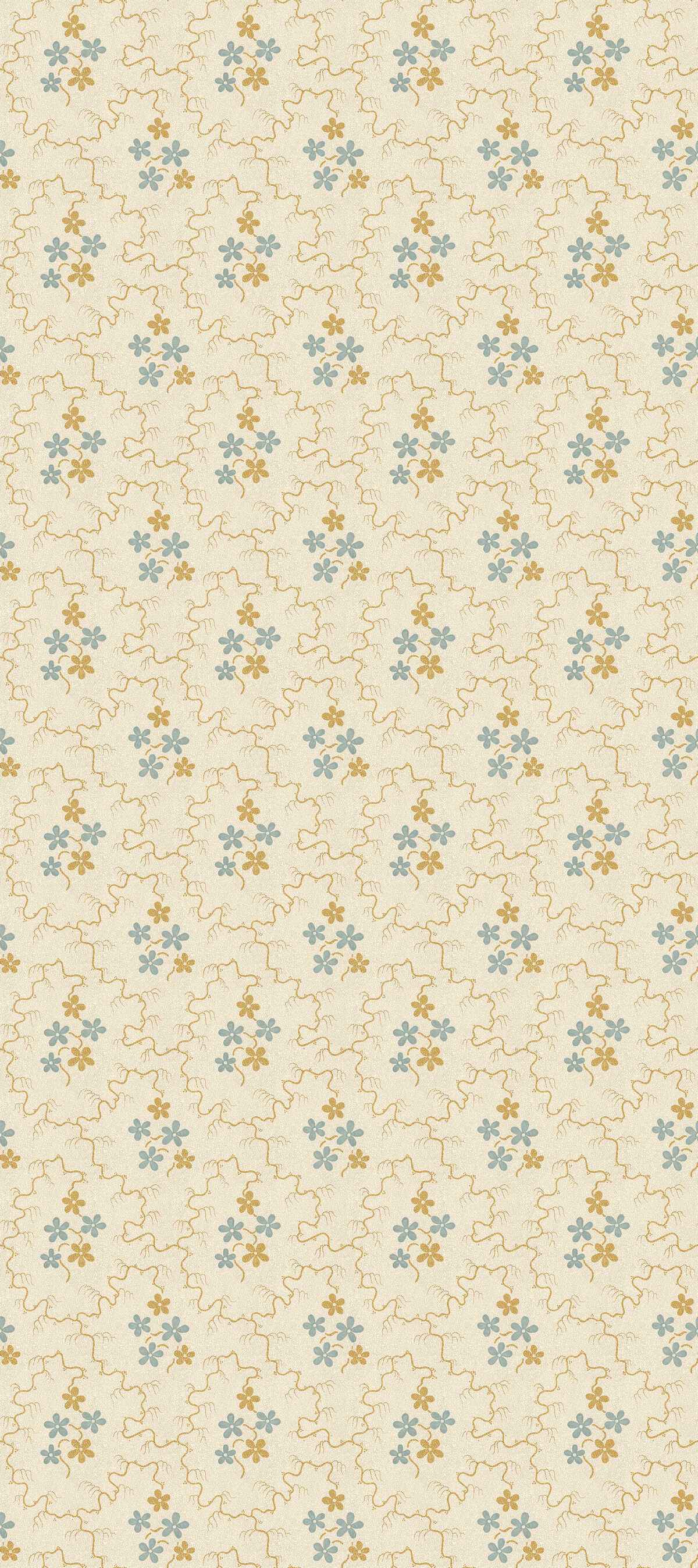 Bw4515240 Posy Ochre Blue G P J Baker Wallpaper - G P & J BAKER Wallpaper