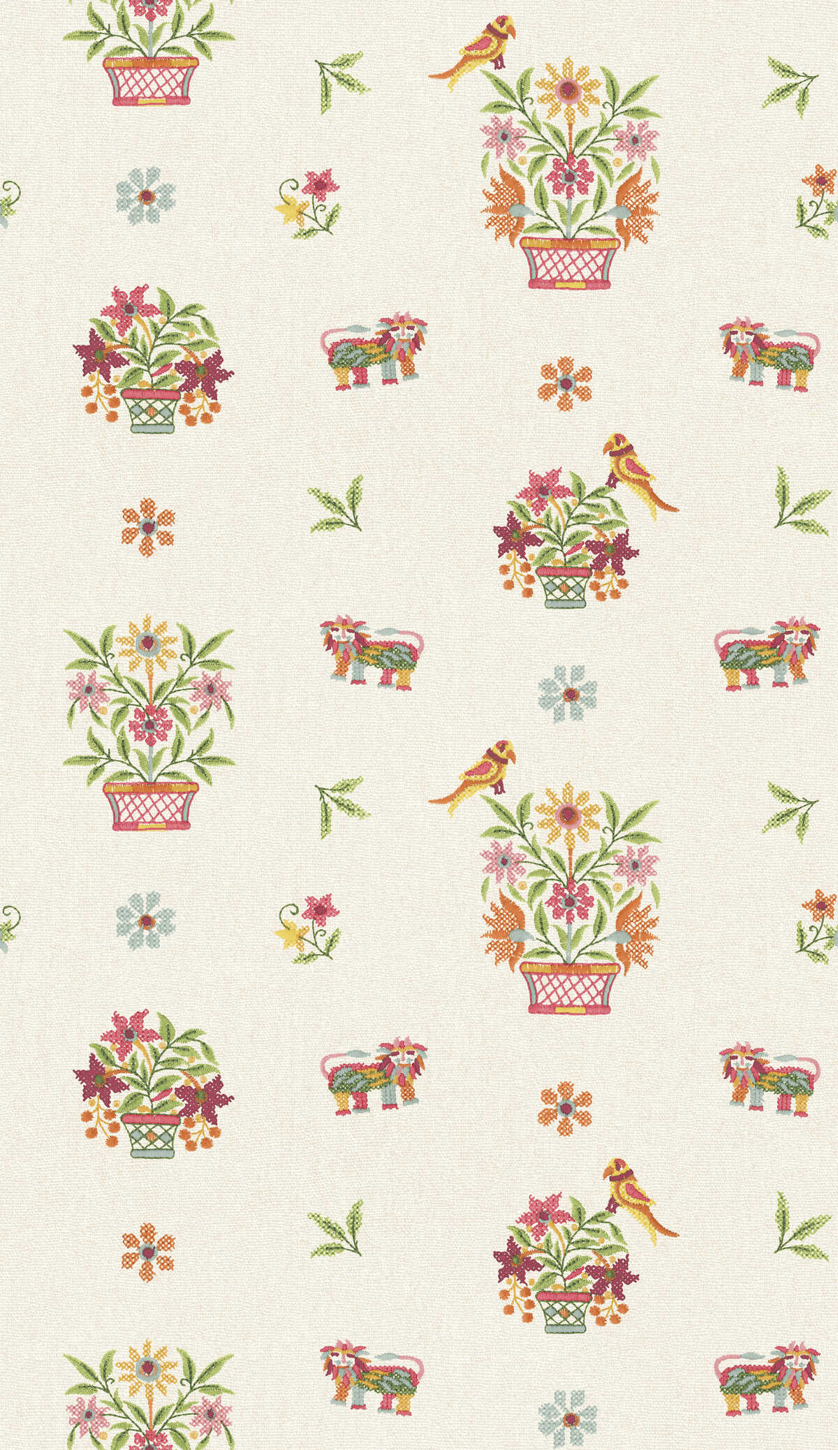 Roar Stitch - Green - G P & J BAKER Wallpaper