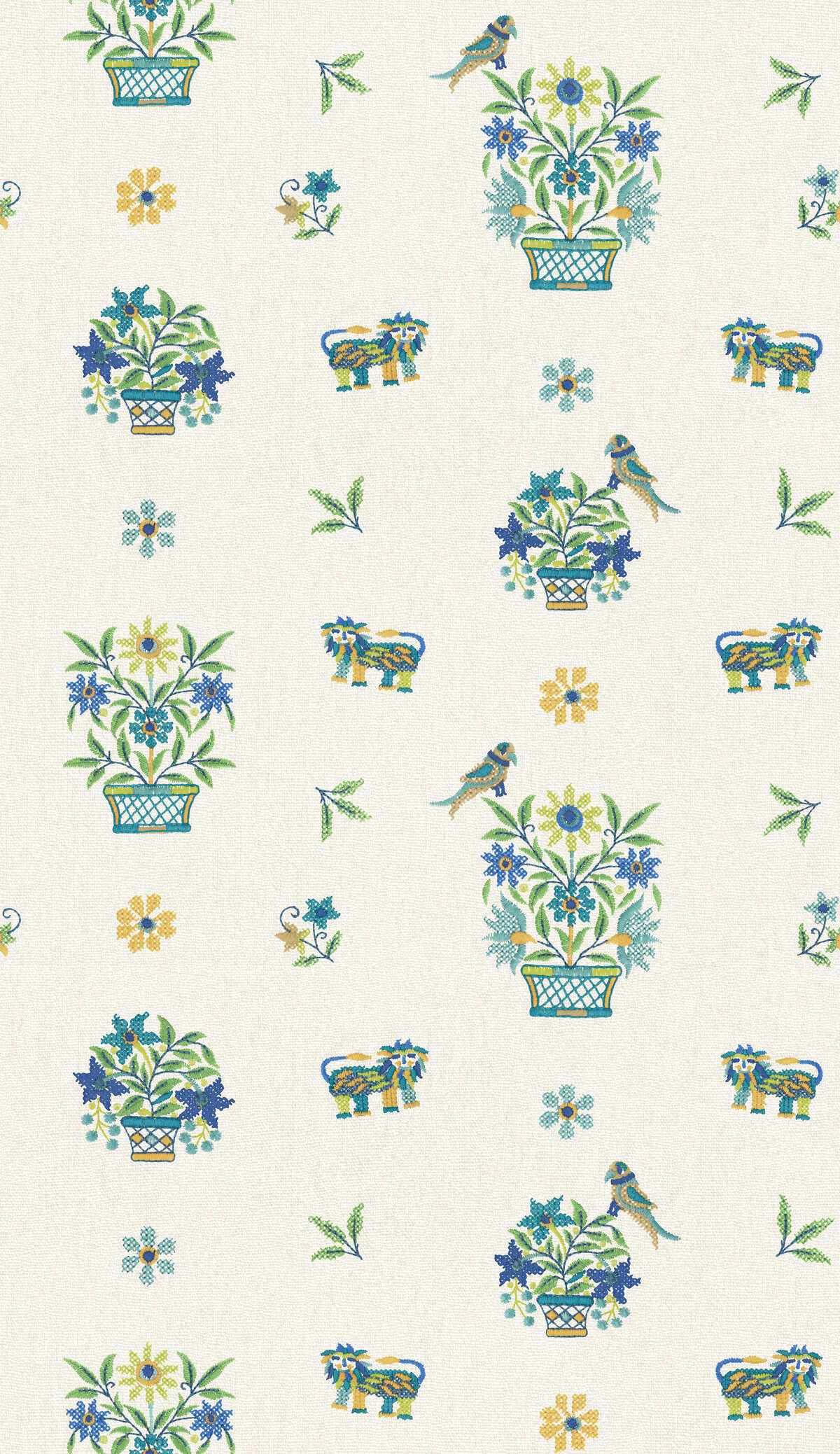 Bw4516530 Roar Stitch Blue Green G P J Baker Wallpaper