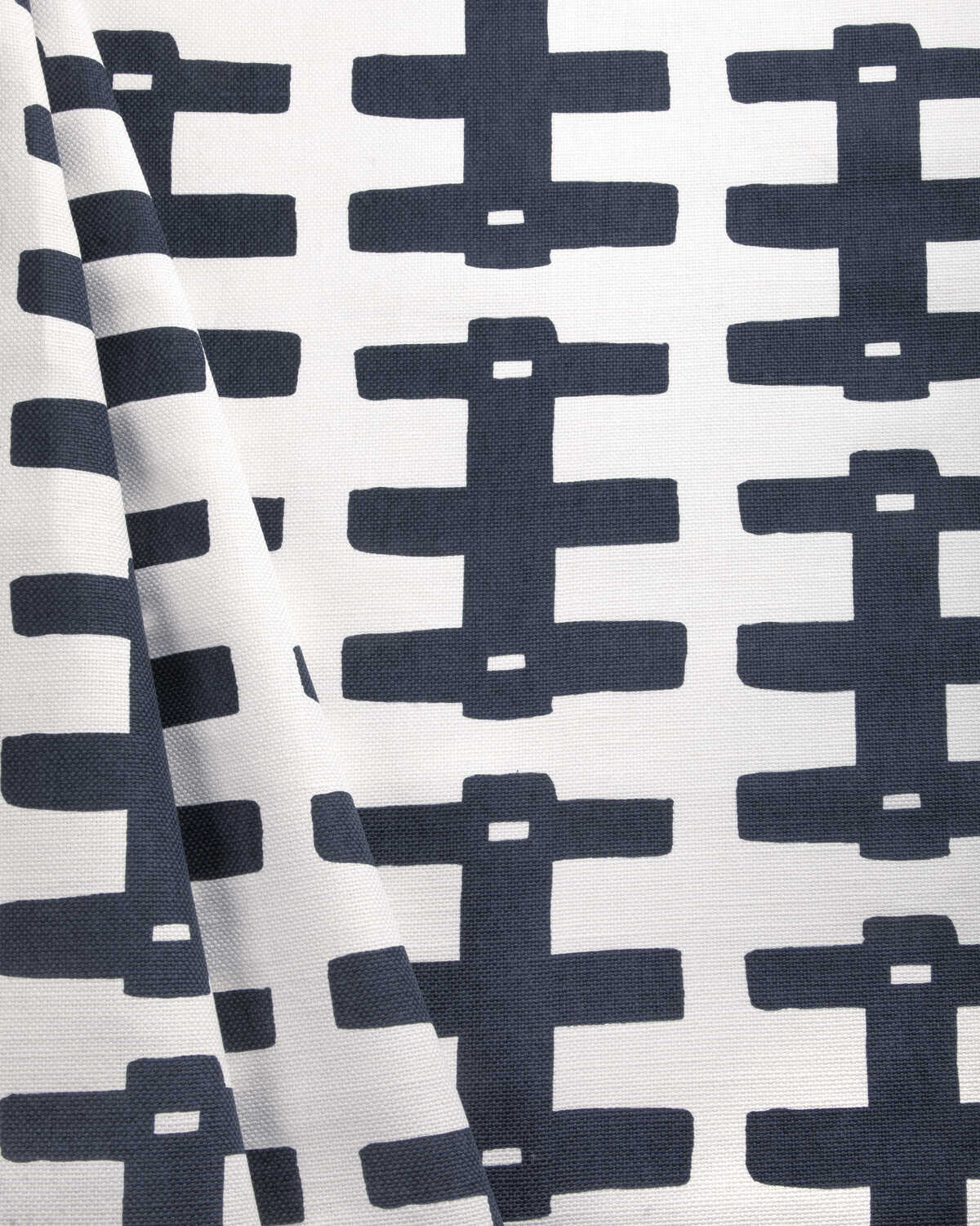 Bridge - Dark Navy/Oyster - CAROLINE CECIL TEXTILES Fabric