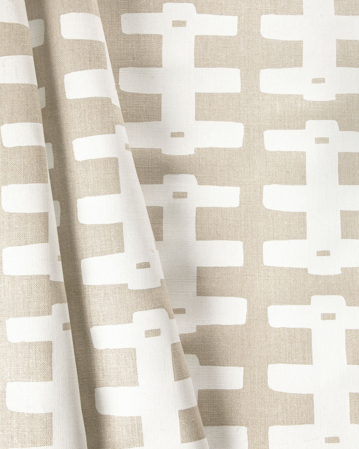 Bridge - White/Natural - Caroline Cecil Textiles Fabric