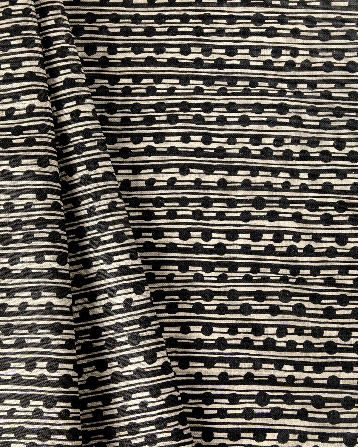 Gamal - Black/Natural - CAROLINE CECIL TEXTILES Fabric