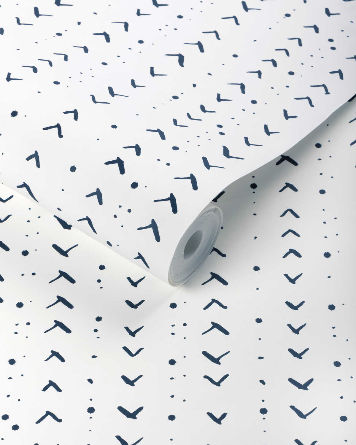 Titik Wp - Dark Navy - CAROLINE CECIL TEXTILES Wallpaper