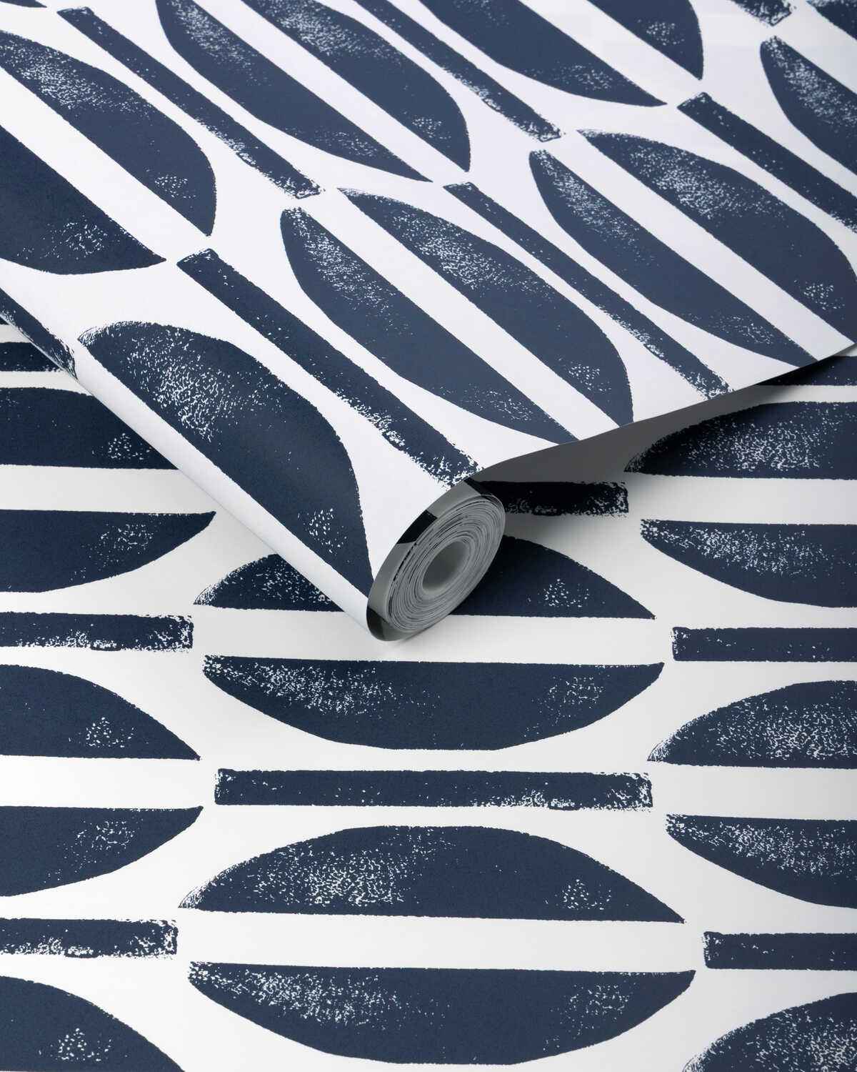Ccp234816500 Raja Wp Dark Navy Caroline Cecil Textiles Wallpaper - CAROLINE CECIL TEXTILES Wallpaper