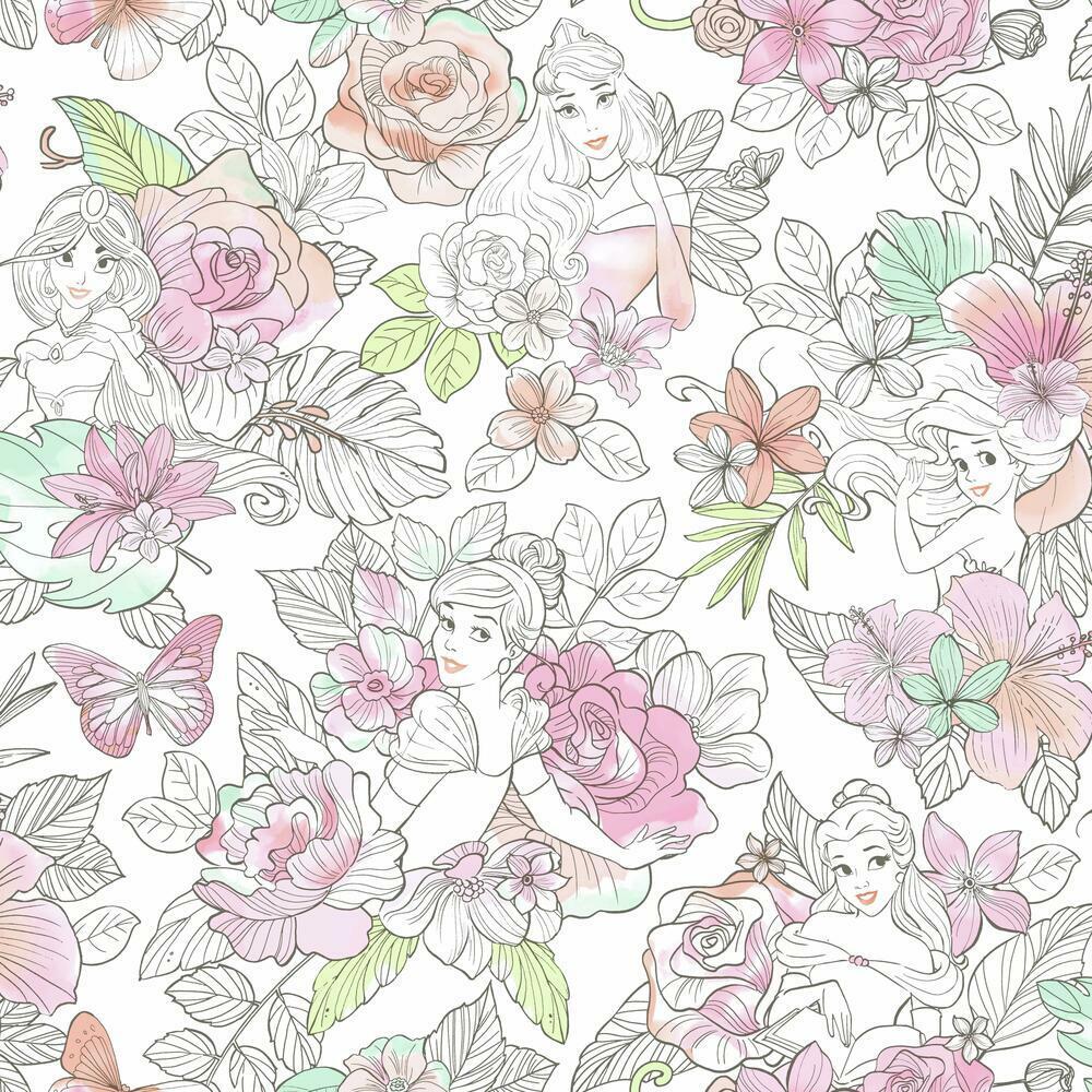 disney-princess-royal-floral-peel-and-stick-wallpaper-pink-york-wallcoverings-rmk11800wp