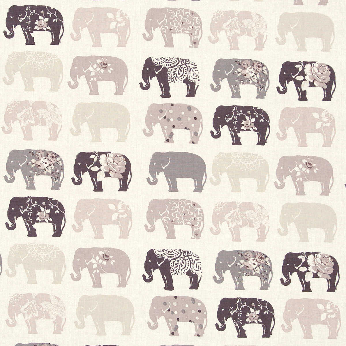 Elephants - Natural - CLARKE AND CLARKE Fabric