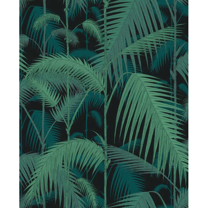 Palm Jungle Cot/Lin Print - Vir/Pet On Char - COLE & SON Fabric