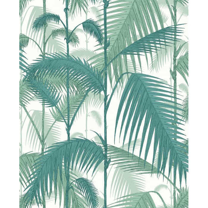Palm Jungle Cot/Linen Print - Tea Virid Chlk - COLE & SON Fabric