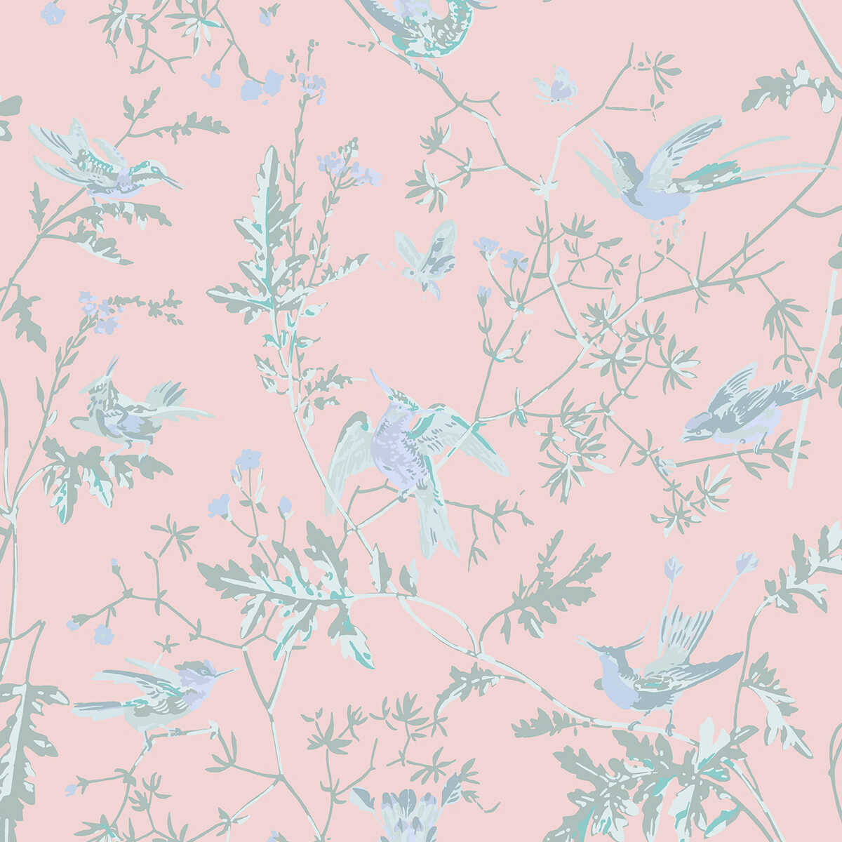 Hummingbirds Silk - Blush - COLE & SON Tela
