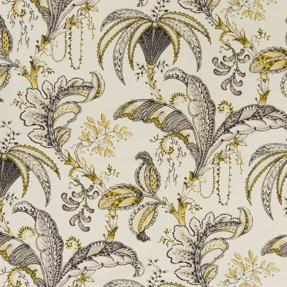 Ophelia - Charcoal/Ochre - CLARKE AND CLARKE Fabric