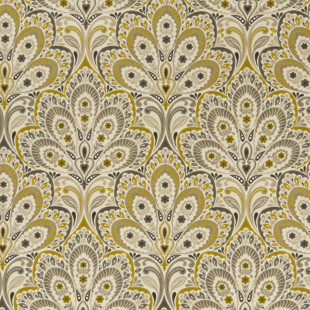 Persia - Charcoal/Ochre - CLARKE AND CLARKE Fabric