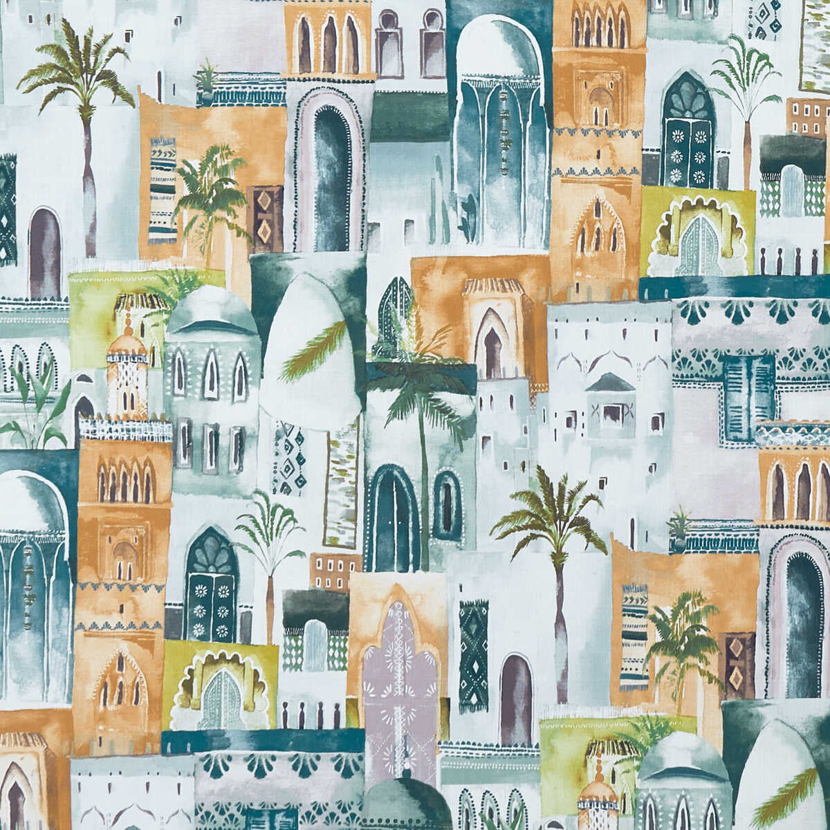 Marrakech - Teal/Spice - CLARKE AND CLARKE Fabric