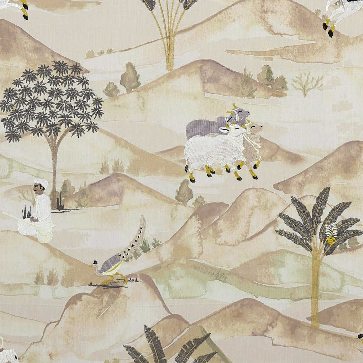 Sahara - Charcoal/Ochre - CLARKE AND CLARKE Fabric