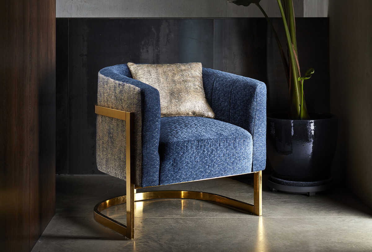 Oro - Midnight/Gold - CLARKE AND CLARKE Fabric