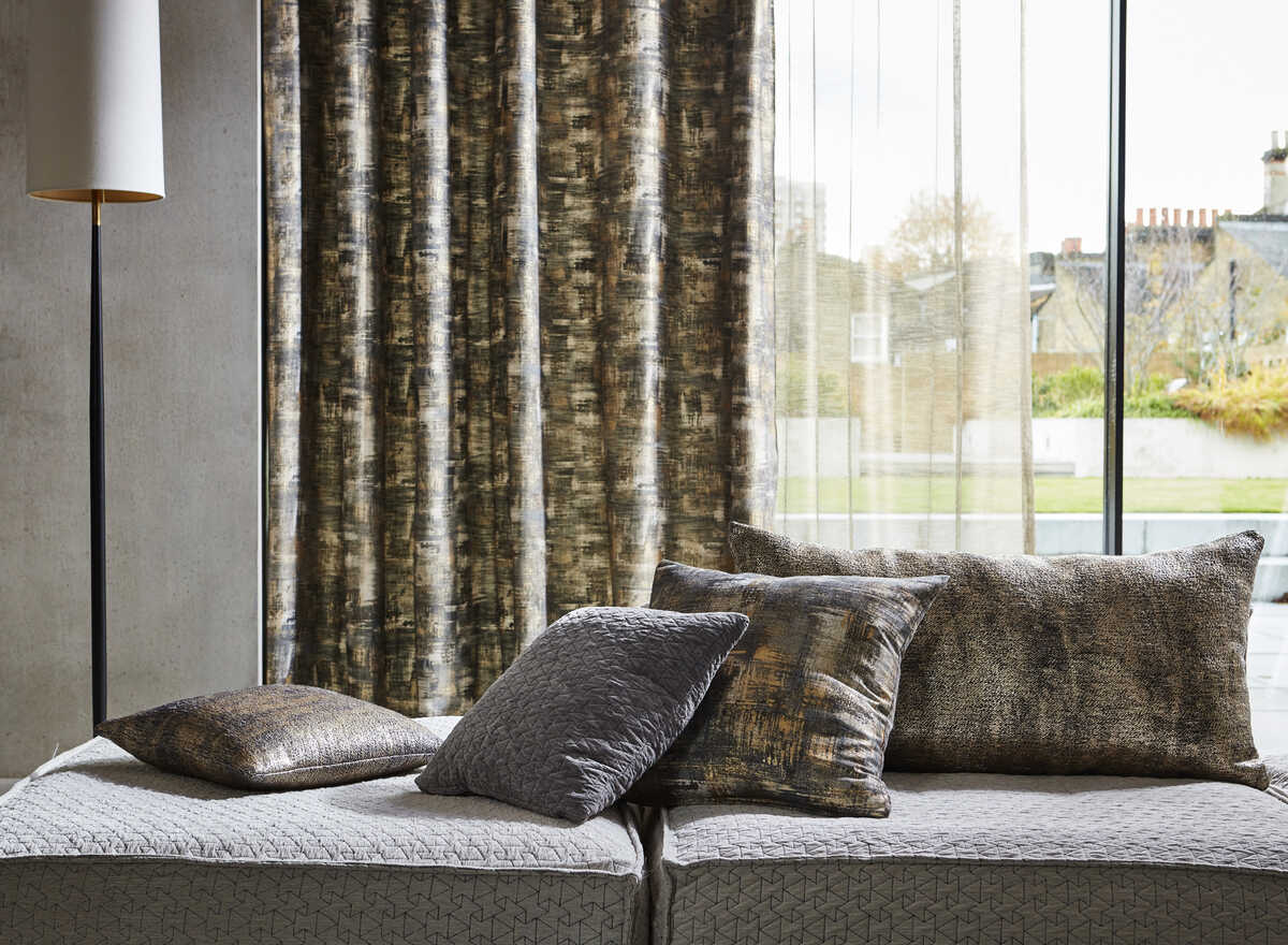 Tessellati - Charcoal/Gold - CLARKE AND CLARKE Fabric