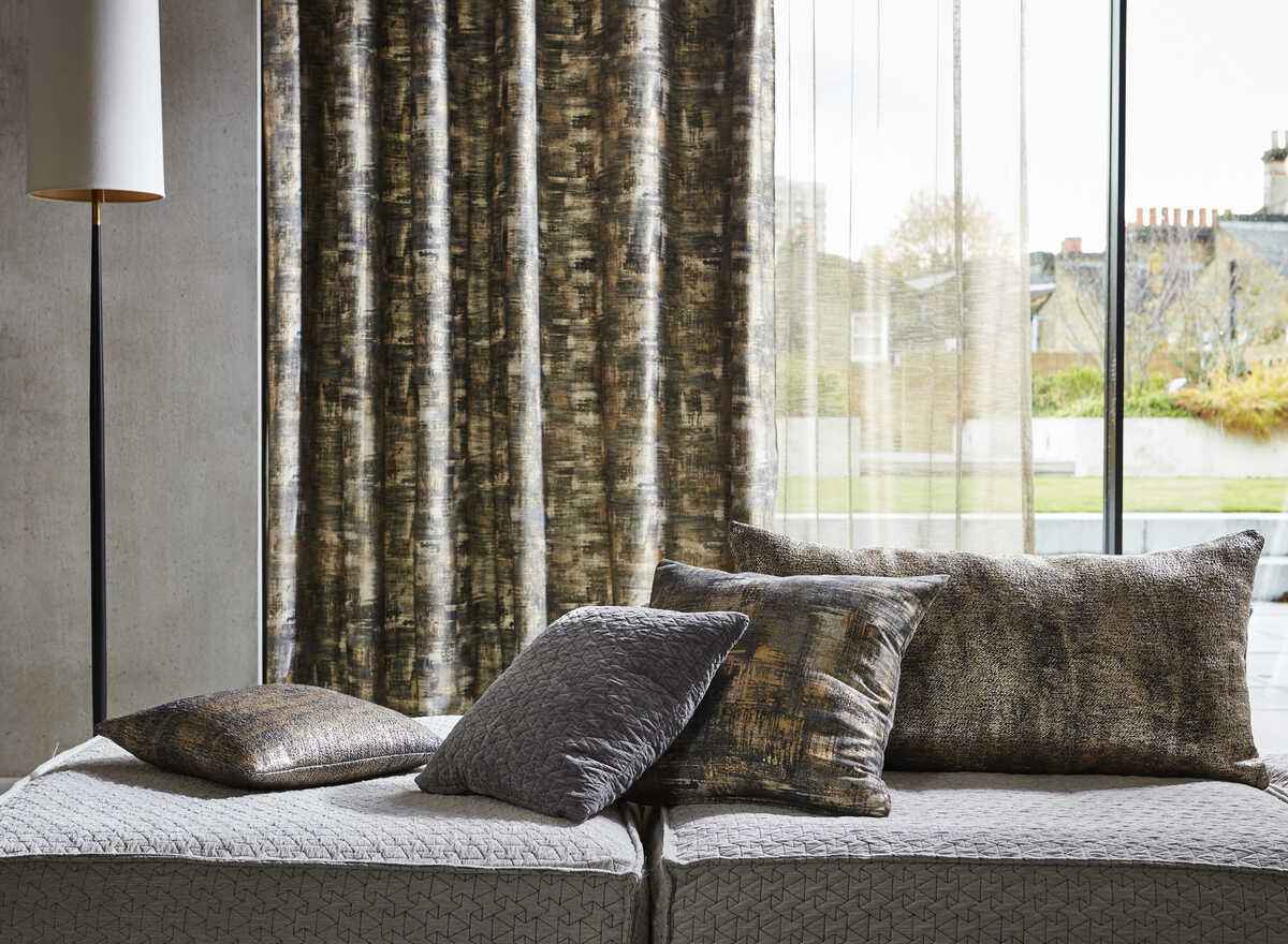 F147201cac0 Tessellati Charcoal Gold Clarke And Clarke Fabric - CLARKE AND CLARKE Fabric