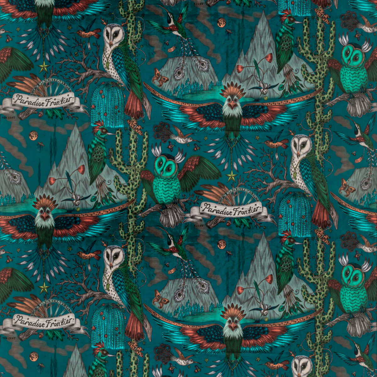 Frontier Velvet - Teal - CLARKE AND CLARKE Fabric