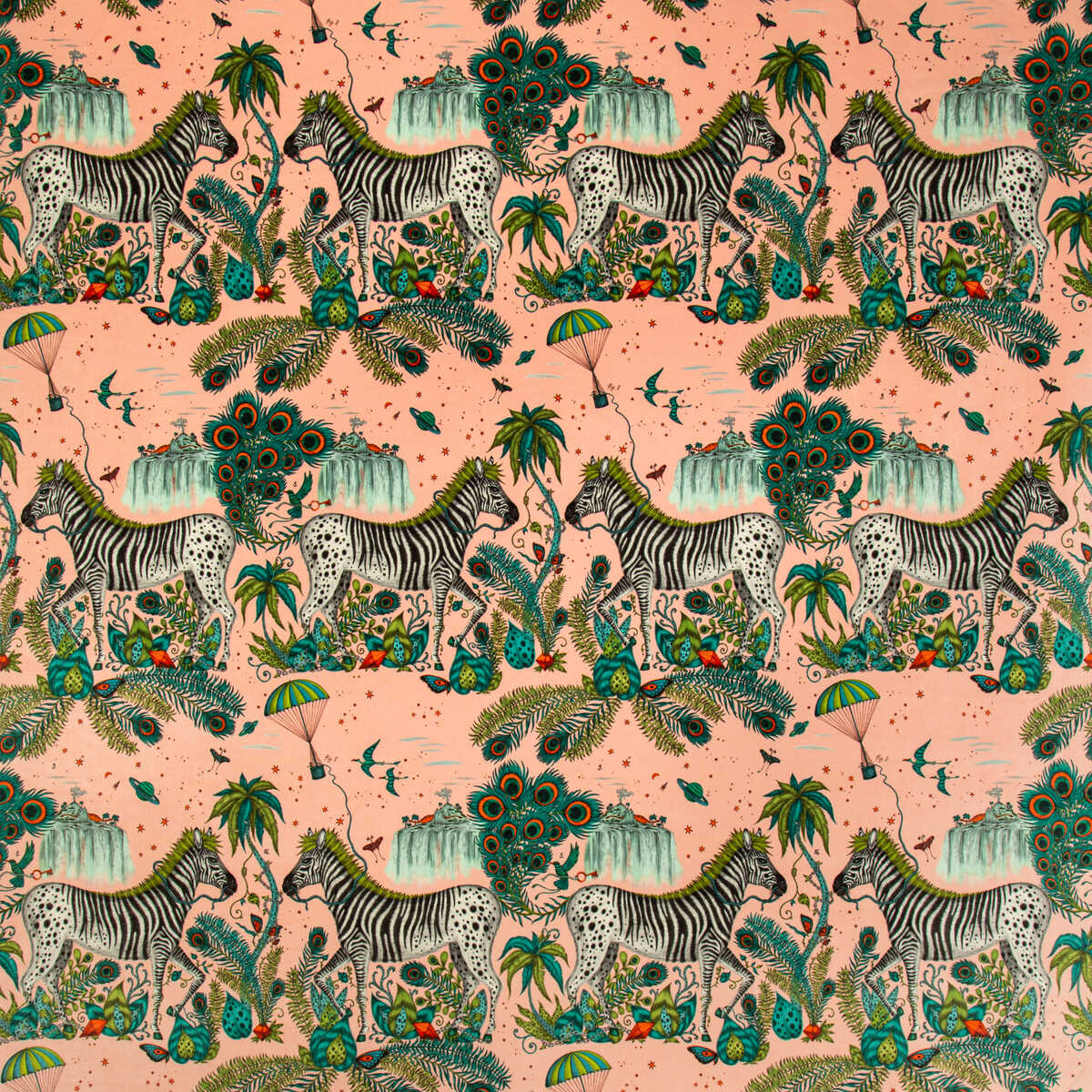 Lost World Velvet - Pink - CLARKE AND CLARKE Fabric
