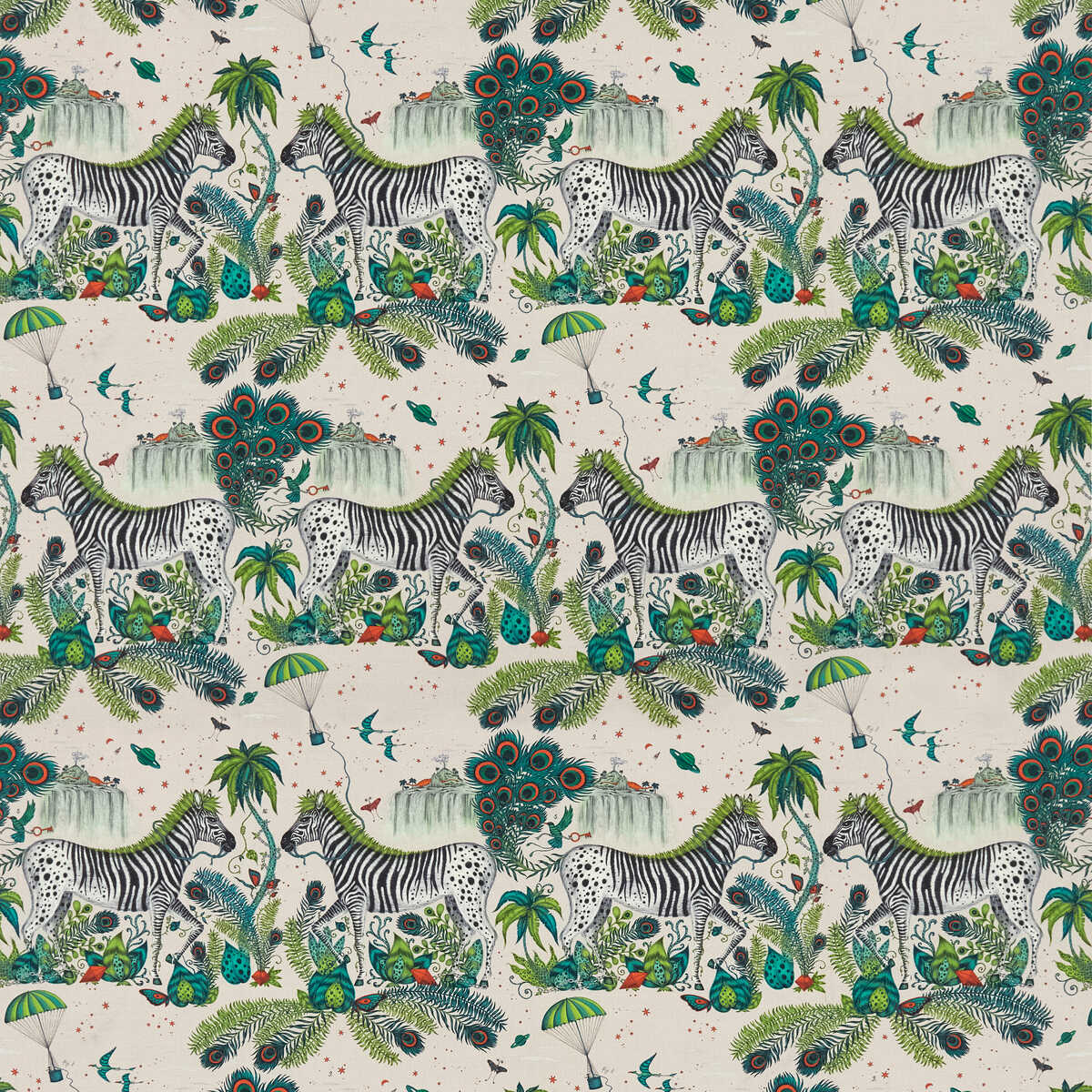 Lost World Linen - Green - CLARKE AND CLARKE Fabric