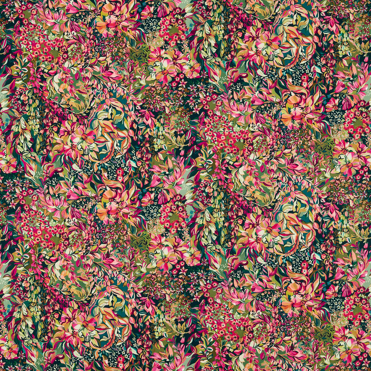 Aubrey Velvet - Forest/Raspberry - CLARKE AND CLARKE Fabric