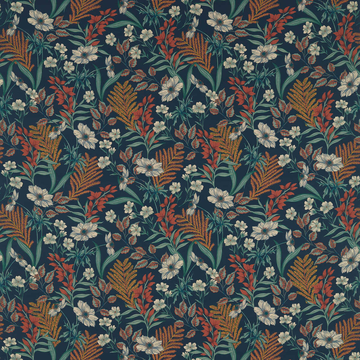 Hazelbury Linen - Midnight/Spice - CLARKE AND CLARKE Fabric